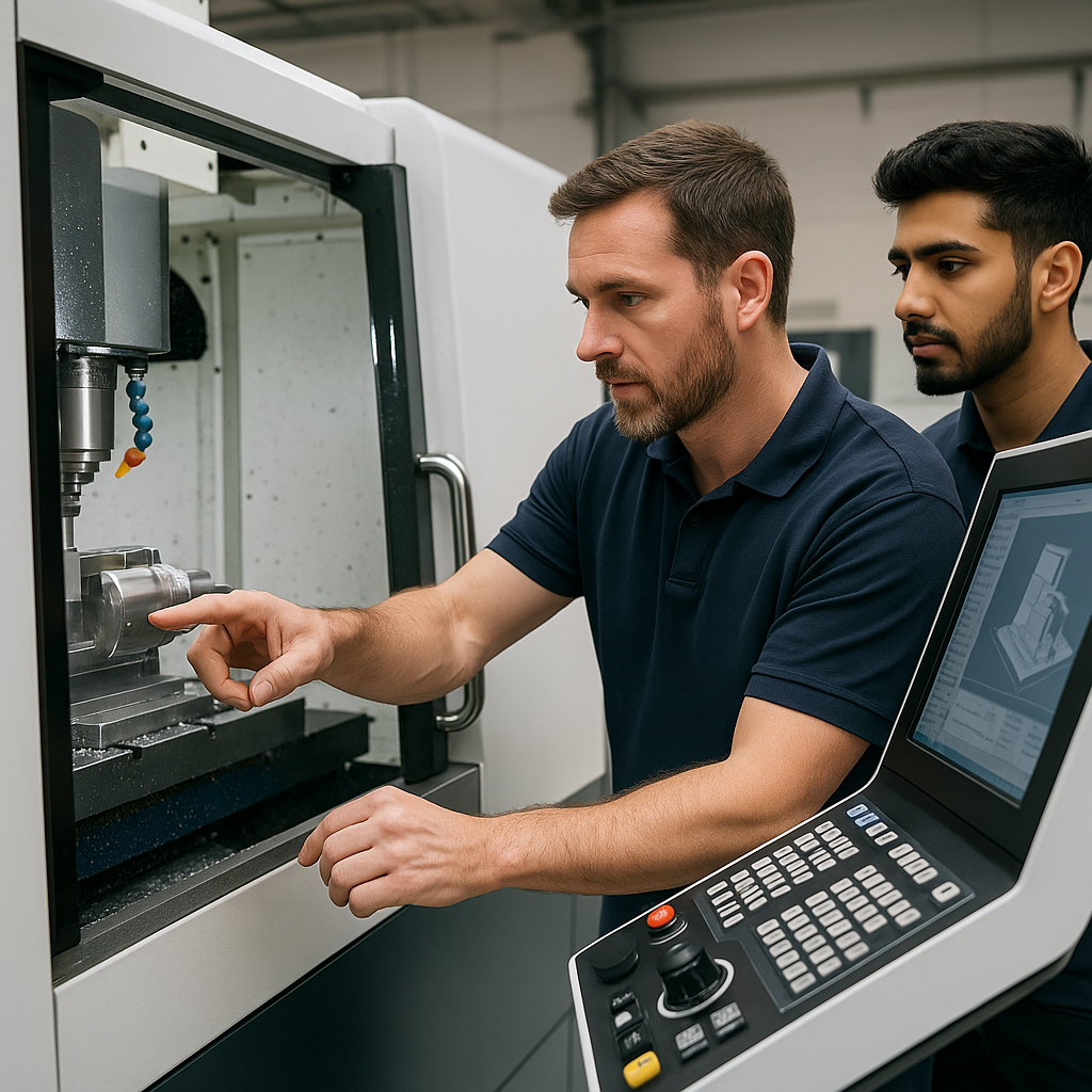 A high-resolution photograph depicts two engineers